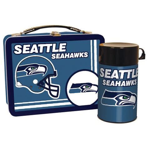 Vintage Seattle Seahawks Metal Lunch Box And Helmet 